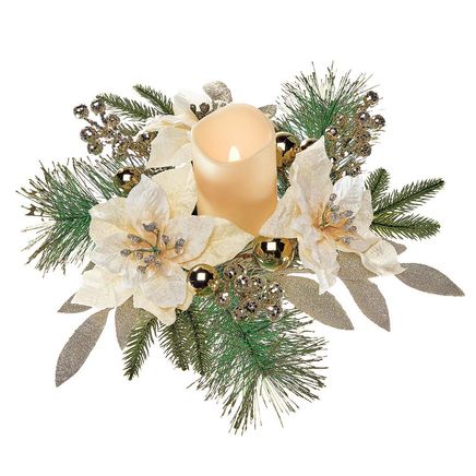 View product details for Poinsettia LED Candle Centerpiece By Holiday Peak™