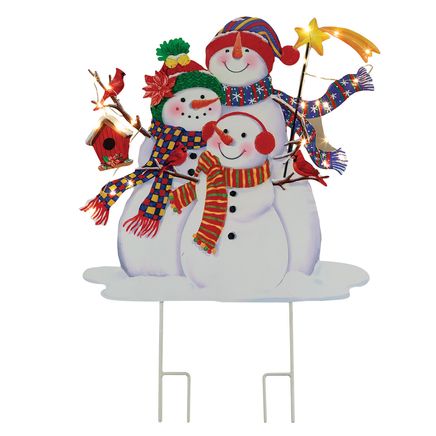 View product details for Solar Family Snowman Stake By Holiday Peak™