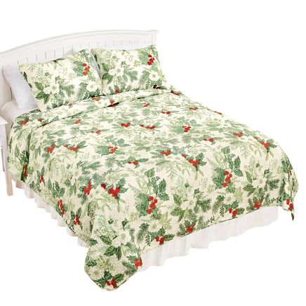 View product details for 3-Piece Green Bouquet Holiday Quilt Set
