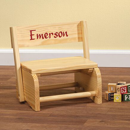 Personalized Natural Wooden 2-In-1 Chair & Stepstool-310985