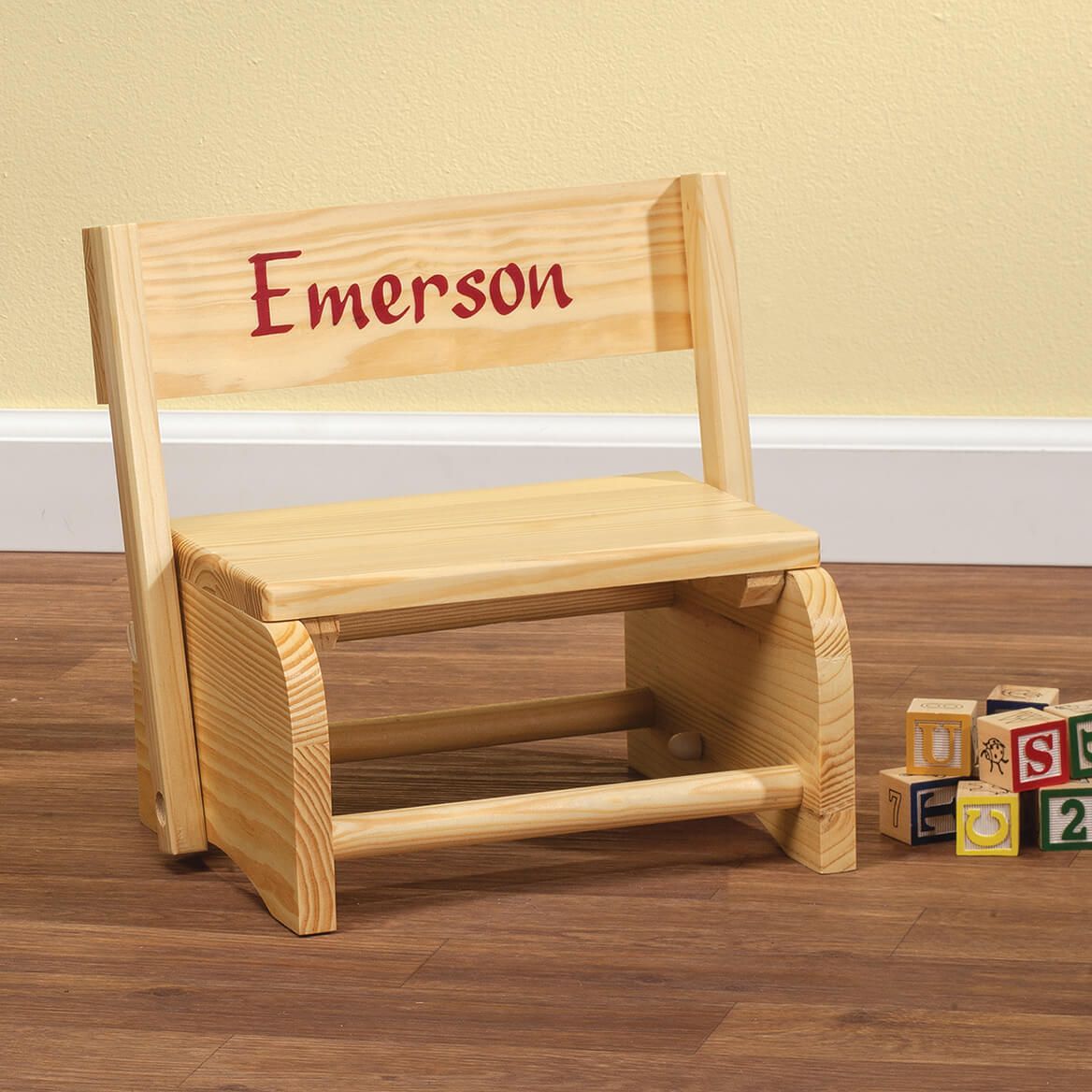 Personalized Natural Wooden 2-In-1 Chair & Stepstool + '-' + 310985
