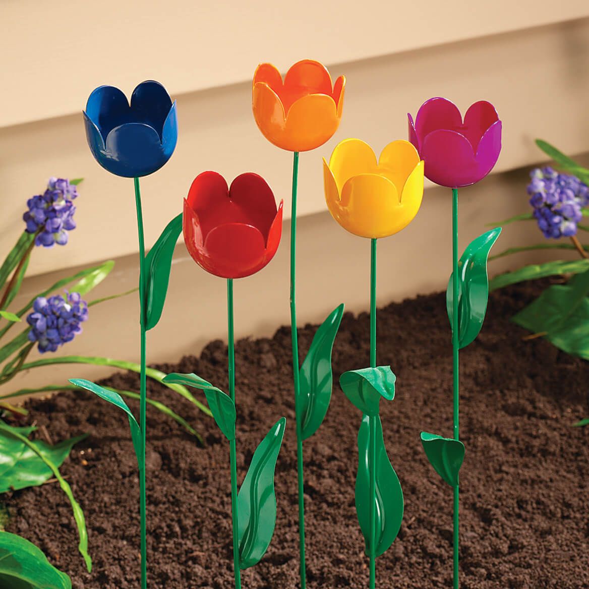 Metal Tulip Stakes, Set of 5 + '-' + 312866