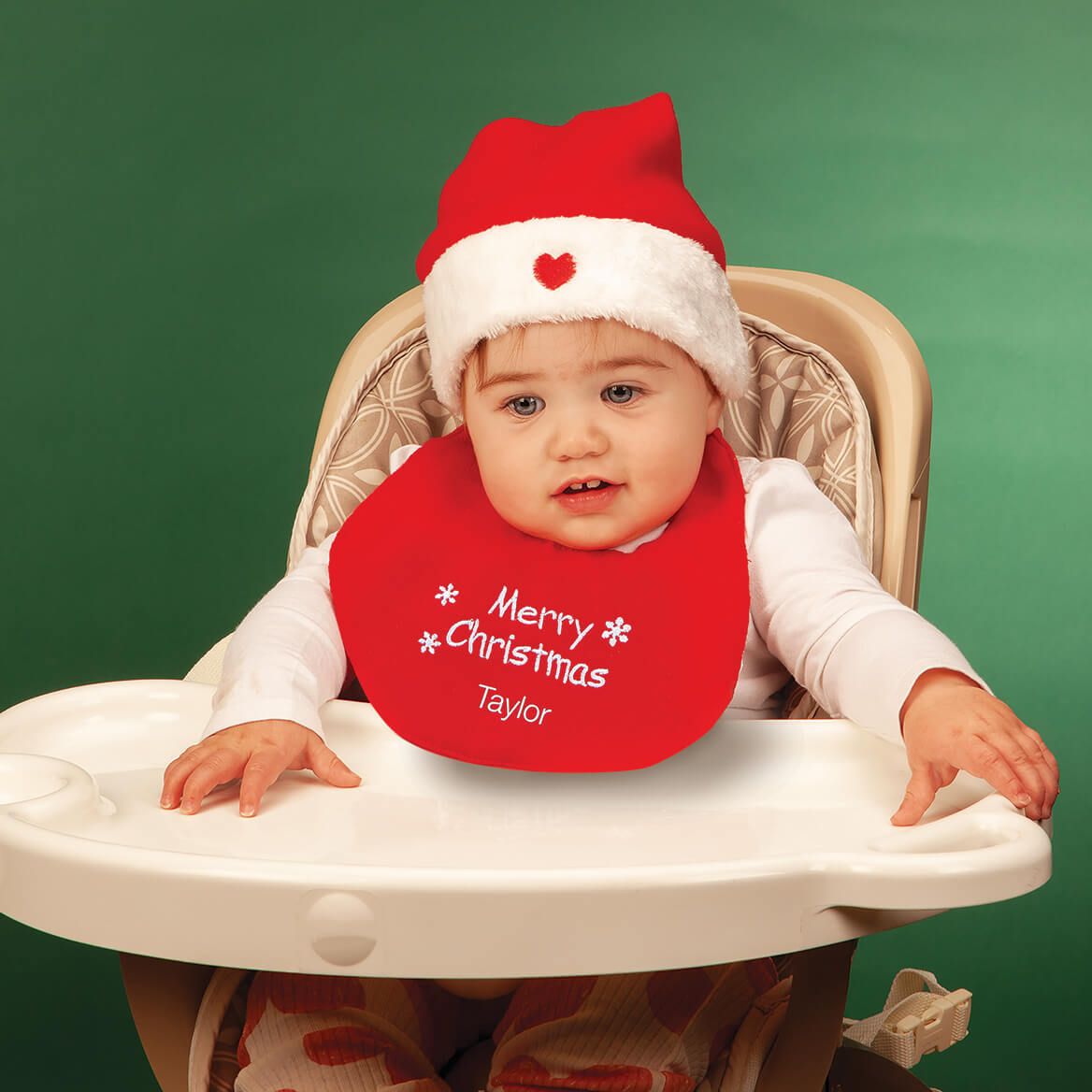 Personalized Childrens Christmas Hat & Bib Set