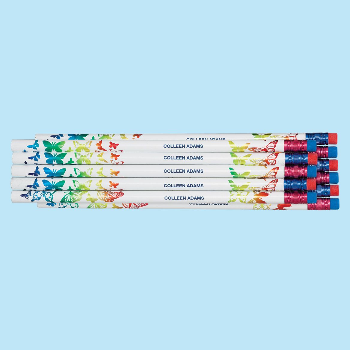 Personalized Butterfly Foil Pencils, Set of 12 + '-' + 335693