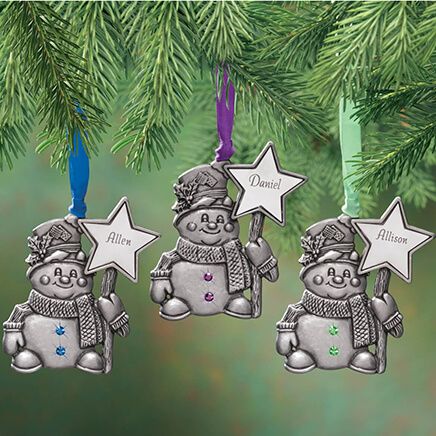 View product details for Personalized Pewter Birthstone Snowman Ornament