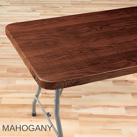 Wood Grain Vinyl Elasticized Banquet Table Cover-344629