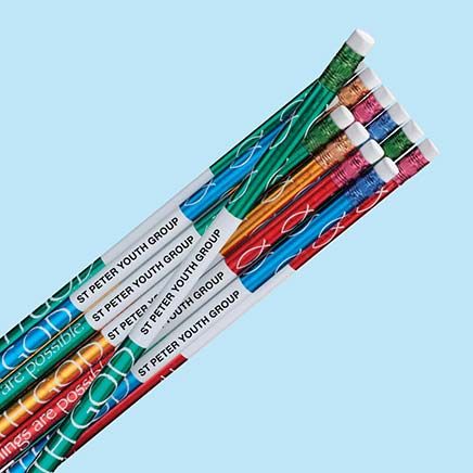 Personalized With God Foil Pencils, Set of 12-346072