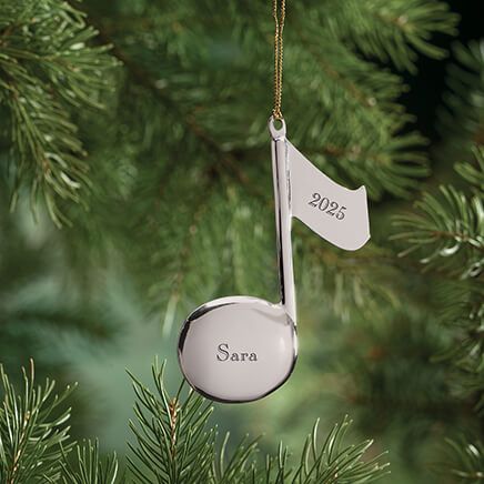 Personalized Silvertone Music Note Ornament-346241