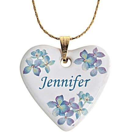 Personalized Porcelain Heart Necklace with Chain-351222