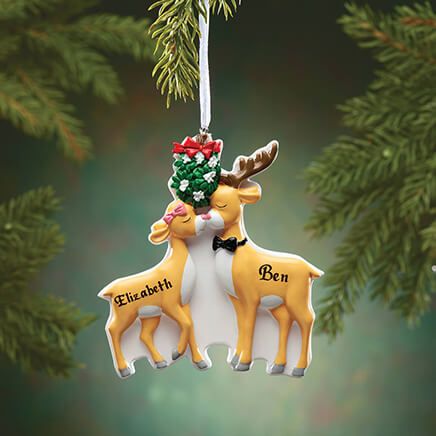Personalized Kissing Reindeer Couple Ornament-352638
