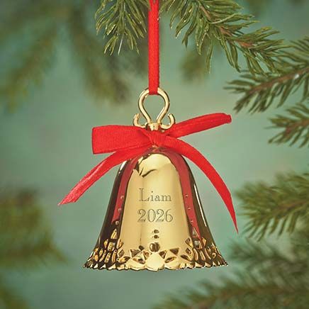 View product details for Personalized Gold Tone Plated Christmas Bell Ornament