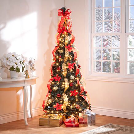 6' Red Poinsettia Pull-Up Tree by Holiday Peak™-356297