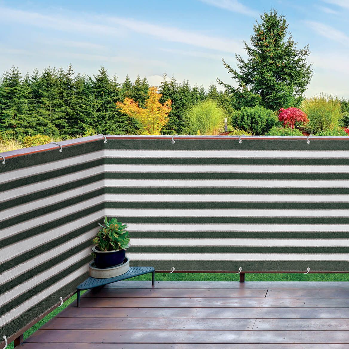 Green and White Striped Deck & Fence Privacy Screen + '-' + 361217