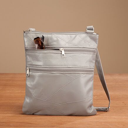 RFID Lambskin Patch Leather Crossbody Bag-363493