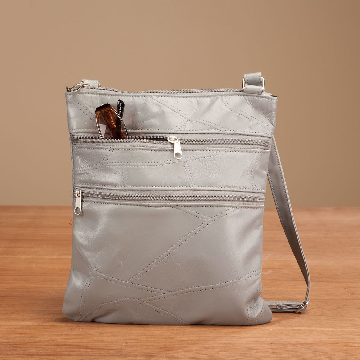 RFID Lambskin Patch Leather Crossbody Bag + '-' + 363493