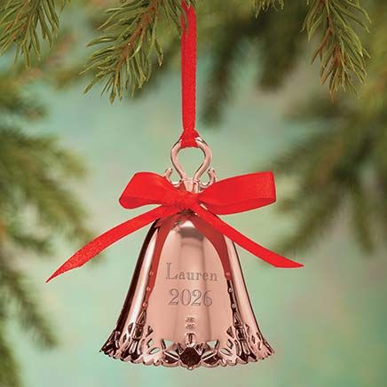 View product details for Personalized Rose Goldtone Christmas Bell Ornament