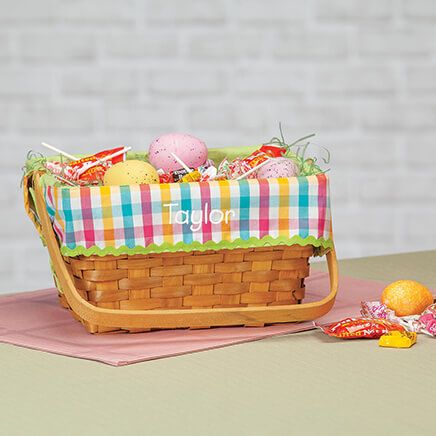 Personalized Plaid Wicker Easter Basket-366645