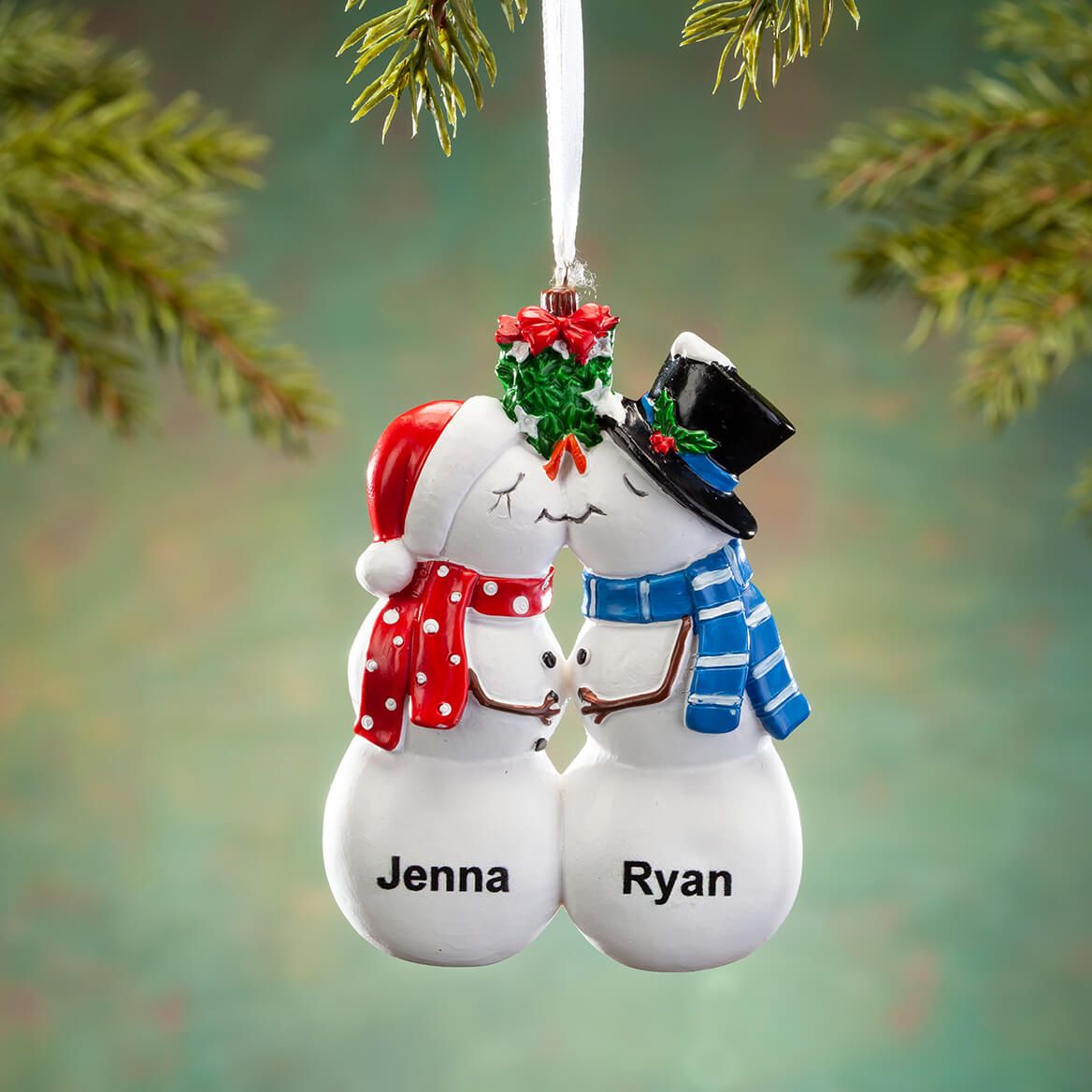 Personalized Kissing Snow Couple Ornament + '-' + 368175