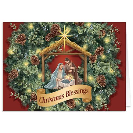 Personalized Nativity Wreath Christmas Cards, Set of 20-368235