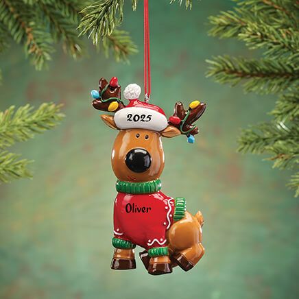 Personalized Reindeer in Sweater Ornament-368286