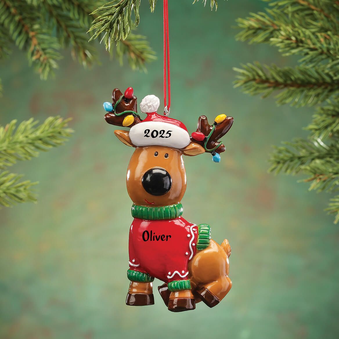 Personalized Reindeer in Sweater Ornament + '-' + 368286