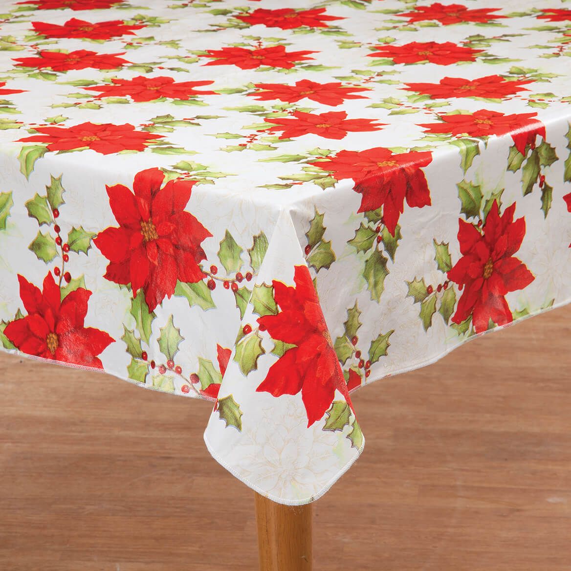 Poinsettia Vinyl Table Cover by Chef's Pride™ + '-' + 368335