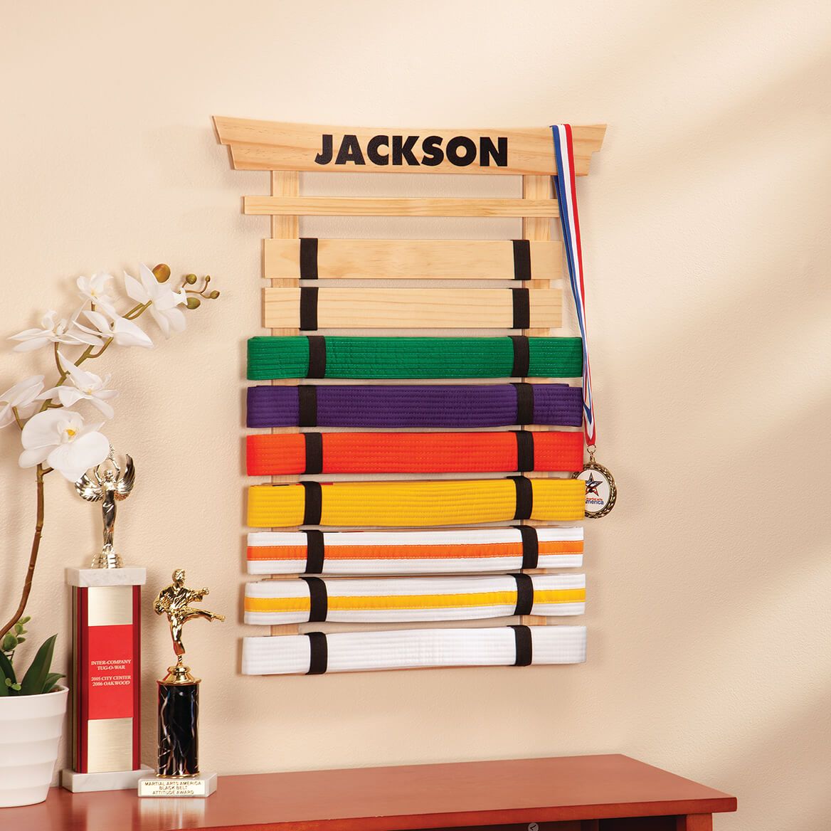 Personalized Deluxe Karate Belt Rack + '-' + 369083