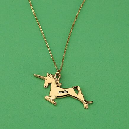 Personalized Children's Goldtone Unicorn Necklace-369439