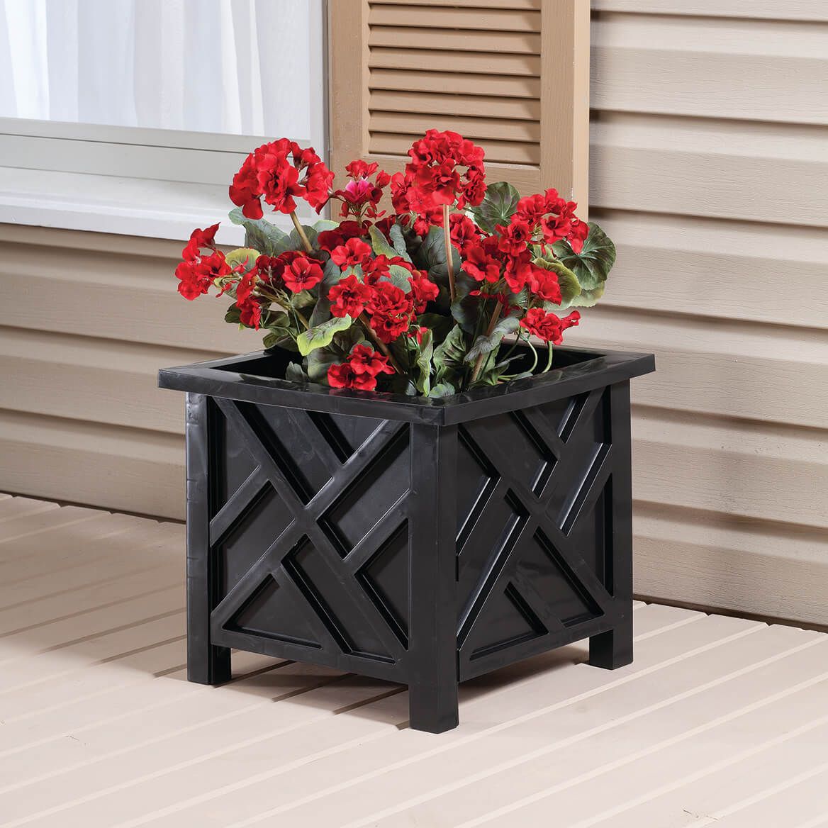 Black Chippendale Planters, Set of 2 + '-' + 370380