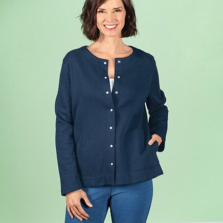 Snap Front Sweatshirt Cardigan by Sawyer Creek™-370495