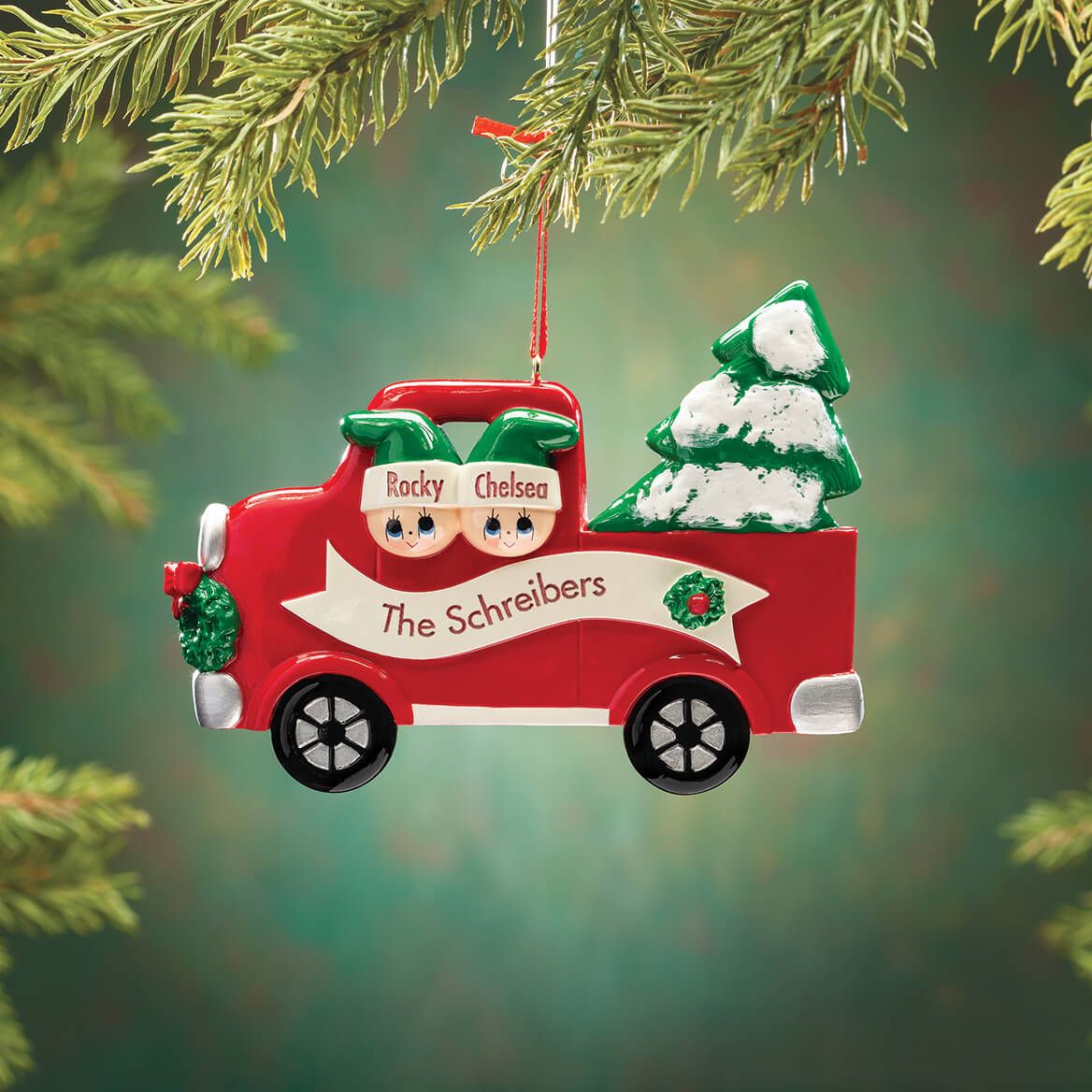 Personalized Red Truck Family Ornament + '-' + 370544