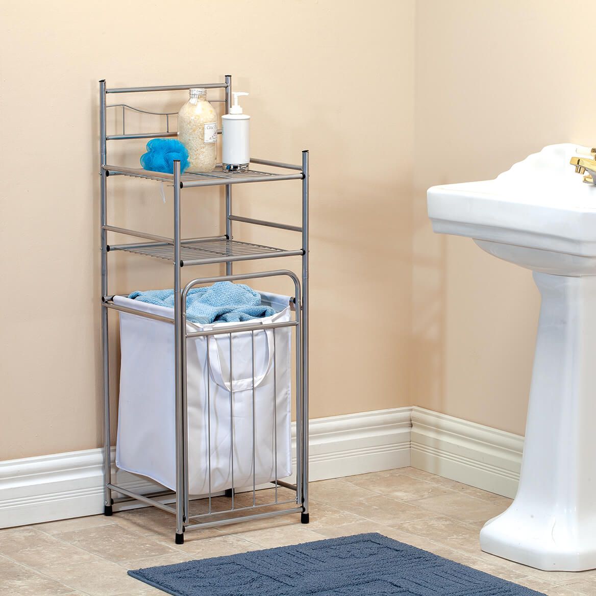 Brushed Nickel Tower with Hamper + '-' + 370631