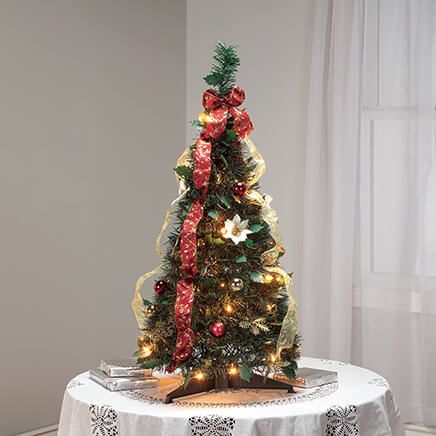 3' Burgundy & Gold  Victorian Pull-Up Tree by Holiday Peak™-370811