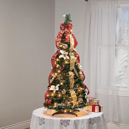 4' Burgundy & Gold  Victorian Pull-Up Tree by Holiday Peak™-370812