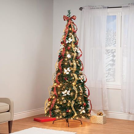 7' Burgundy & Gold Victorian  Pull-Up Tree by Holiday Peak™-370814