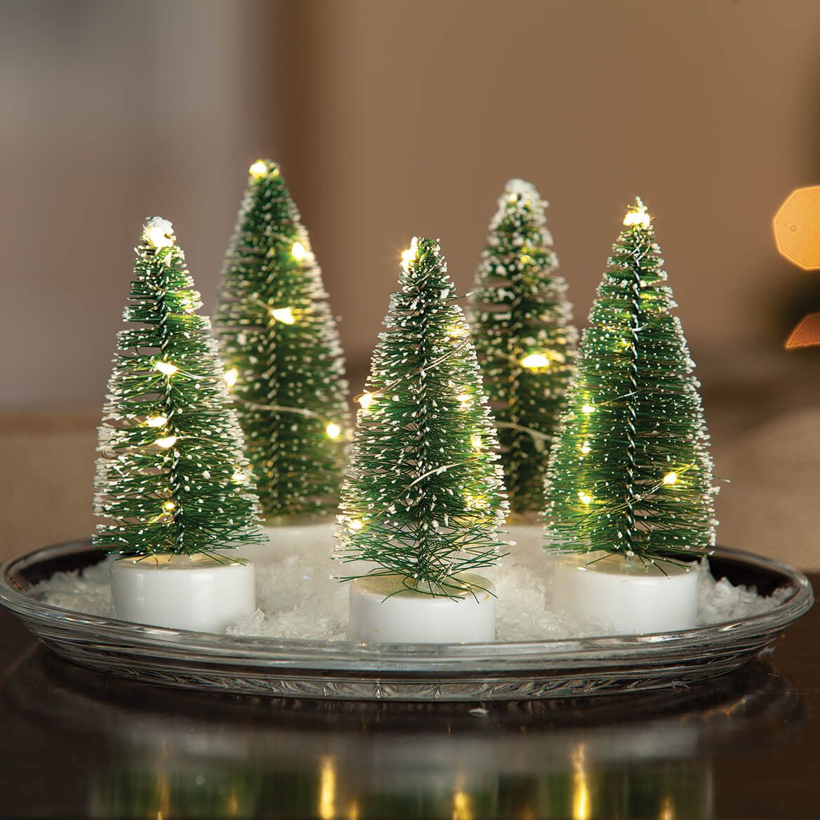 Light-Up Mini Bottlebrush Trees, Set of 5 + '-' + 371862