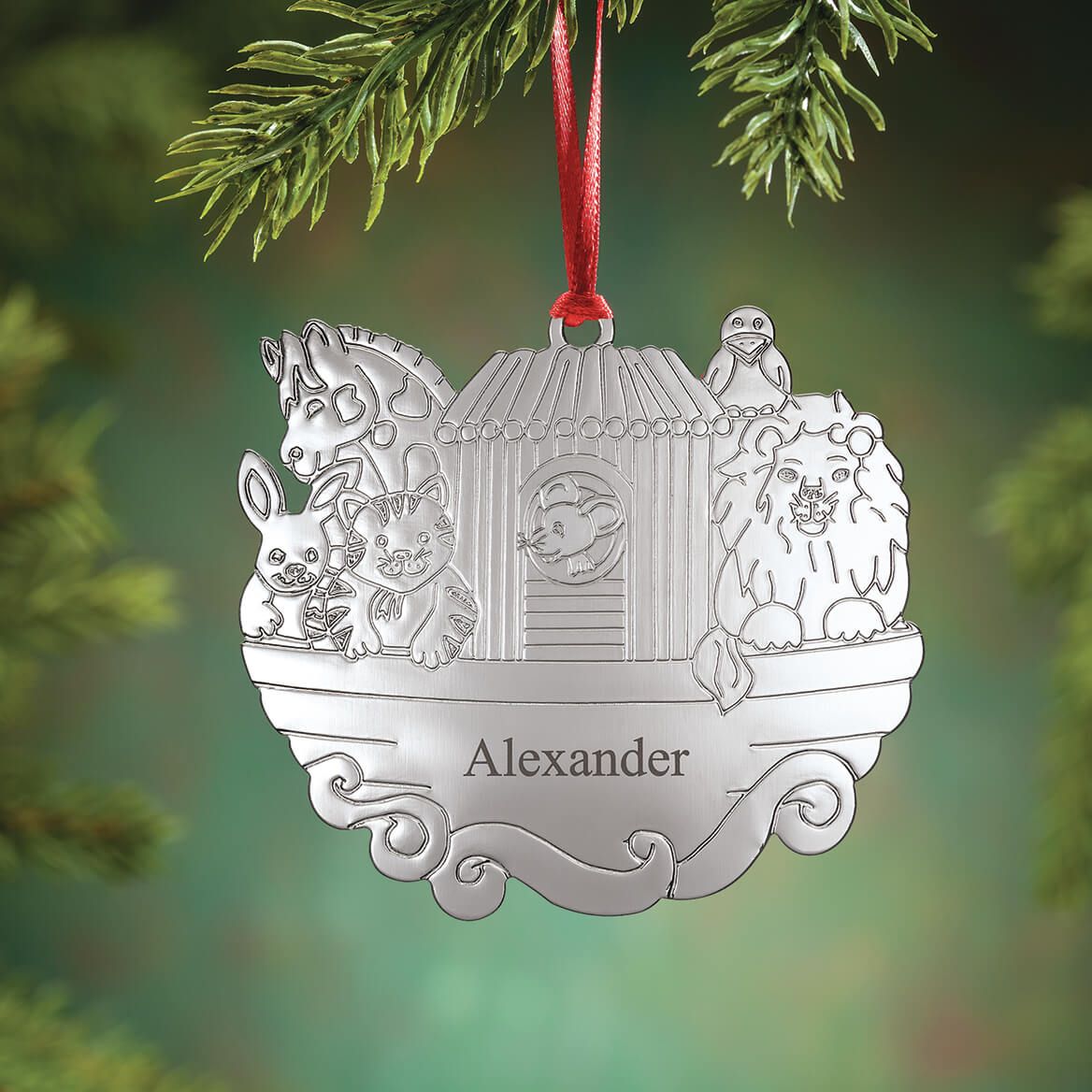 Personalized Silver-Tone Noah's Ark Ornament + '-' + 371994