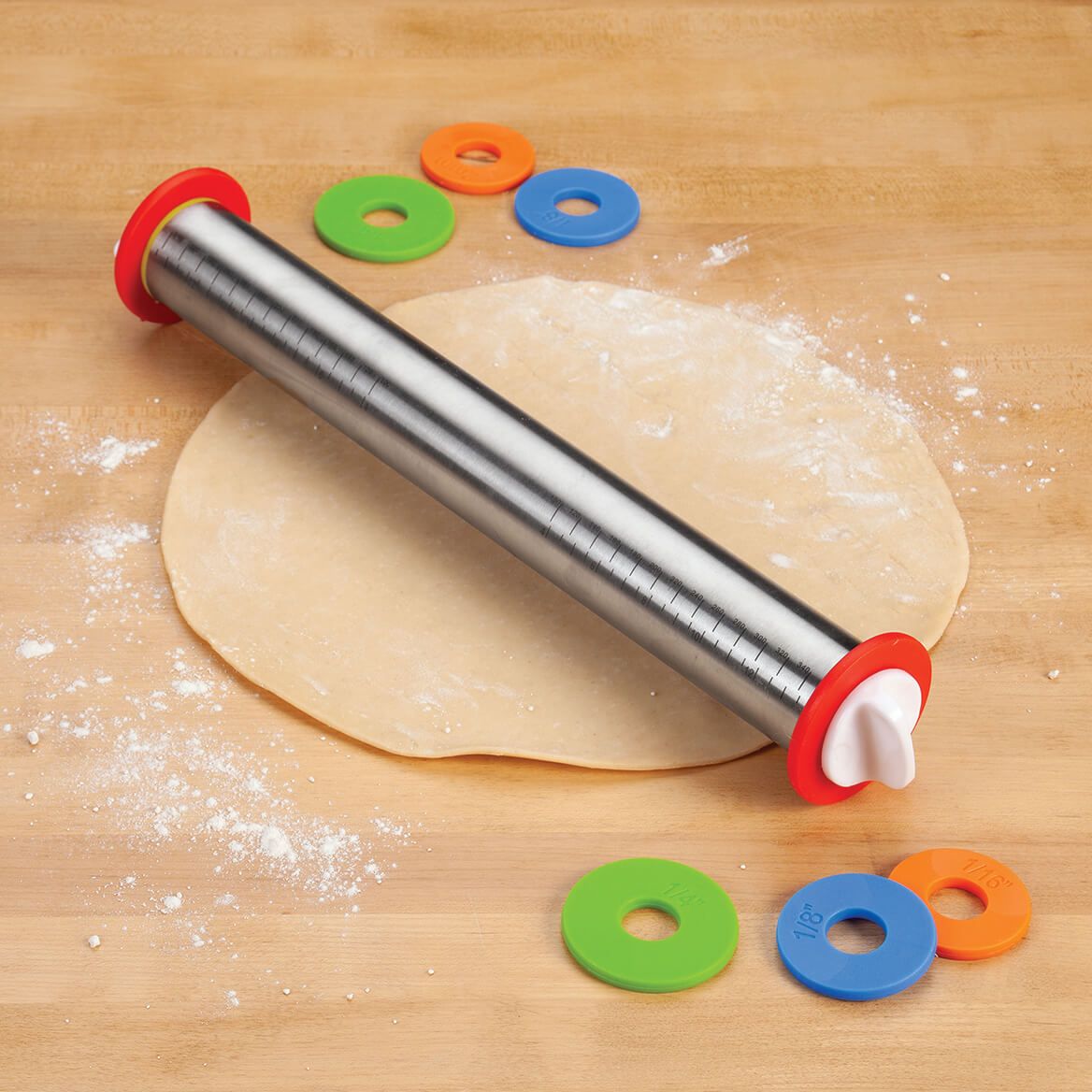 Stainless Steel Adjustable Rolling Pin with Rings + '-' + 372022
