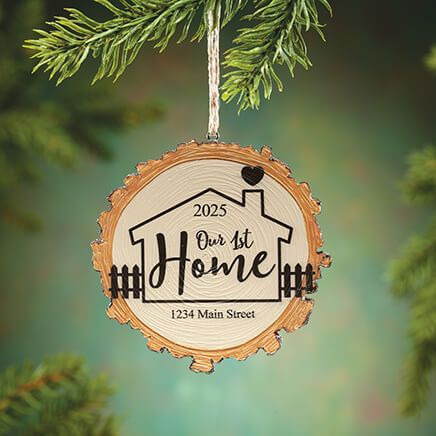 Personalized Our 1st Home Resin Wood Slice Ornament-372086