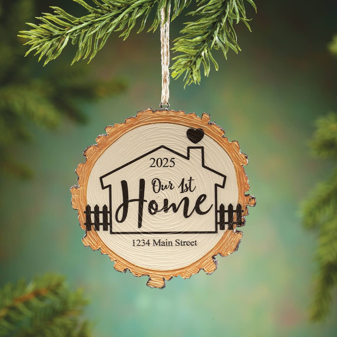 Personalized Our 1st Home Resin Wood Slice Ornament + '-' + 372086