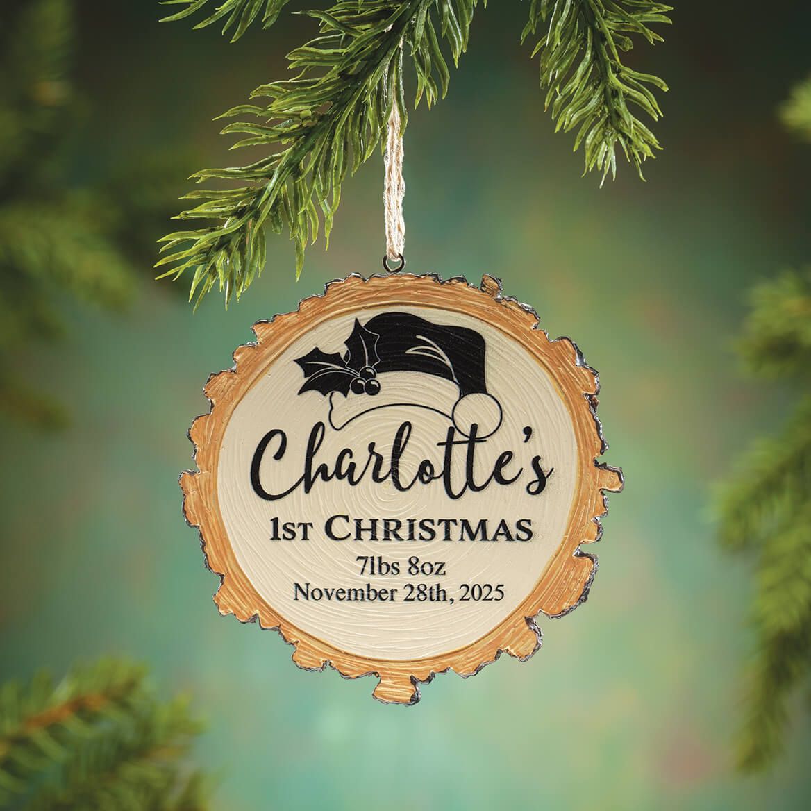 Personalized Baby's 1st Christmas Resin Wood Slice Ornament + '-' + 372087