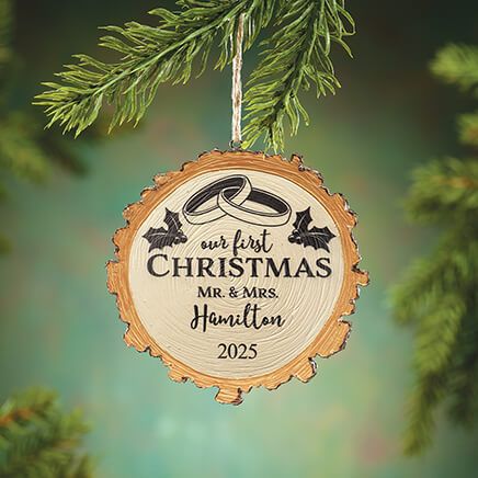 Personalized Our First Christmas Resin Wood Slice Ornament-372089