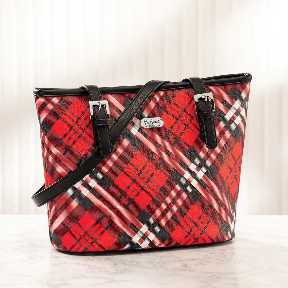 B.Amici™ Expressions Saffiano Plaid Tote Bag + '-' + 372202