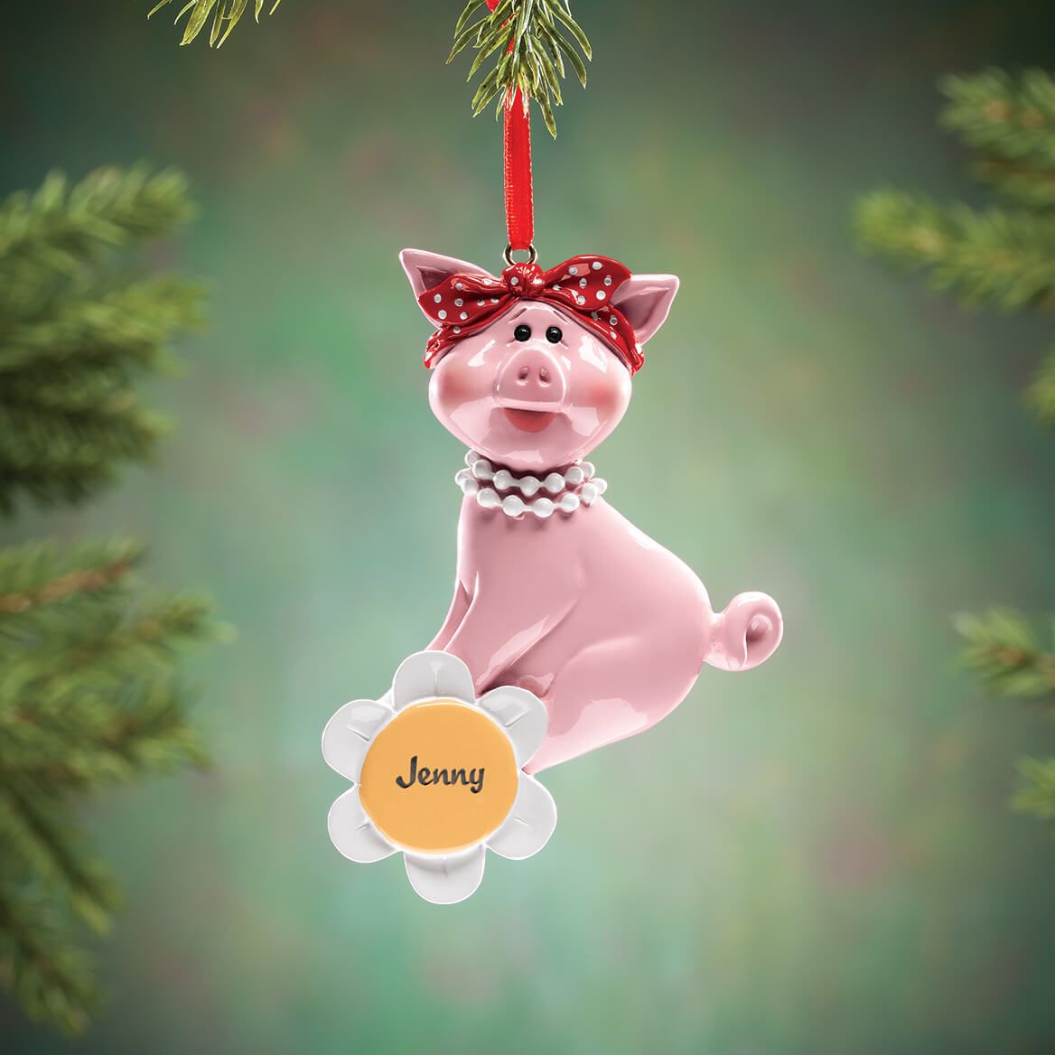 Personalized Daisy Pig Ornament + '-' + 372231