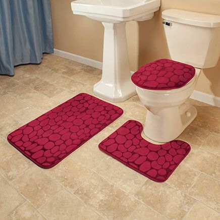 Pebble Embossed Memory Foam Bathroom Mats, Set of 3-372266