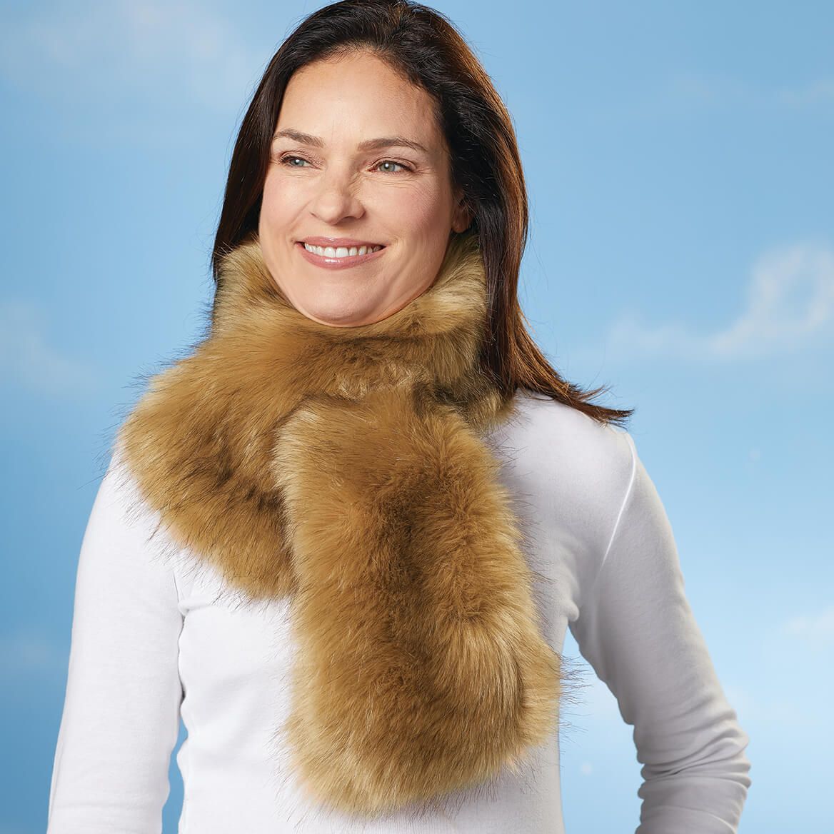 Faux Fur Stole Pull-Through Scarf + '-' + 372345