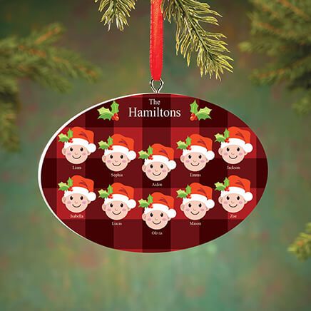 View product details for Personalized Light Skintone Santa Hat Family Ornament