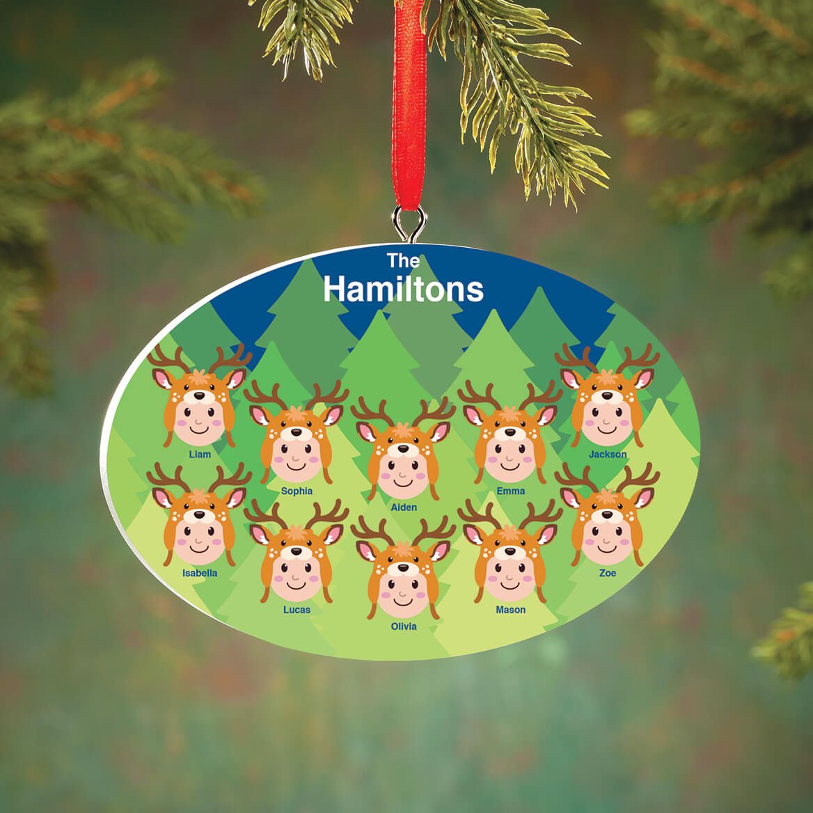 Personalized Light Skintone Reindeer Hat Family Ornament
