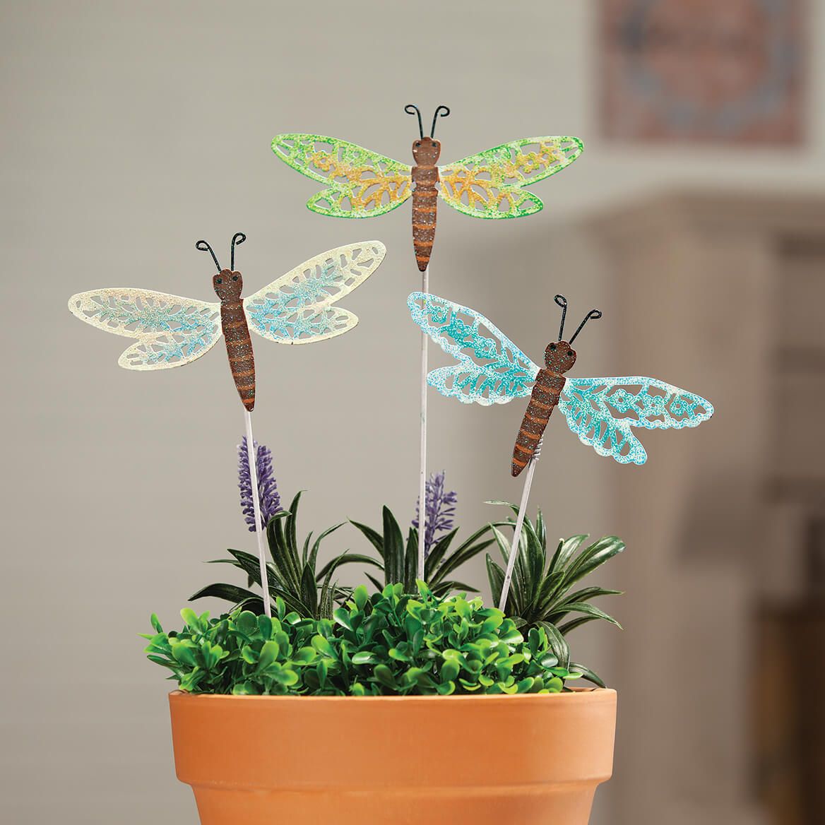 Metal Dragonfly Stakes by Fox River Creations, Set of 3 + '-' + 372750