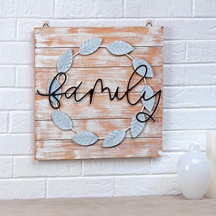 Family Wreath Wood and Metal Wall Décor-372835